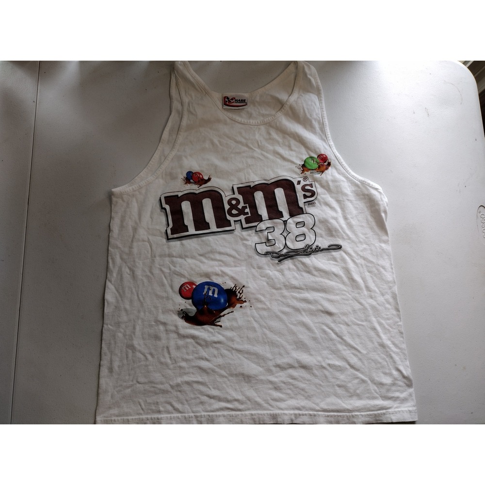 Chase Authentics‎ NASCAR David Gilliland M&Ms 38 Racing Tank Top White Mens L